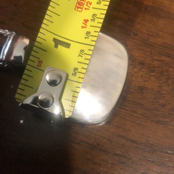 STERLING SILVER MOTHER OF PEARL Cabochon Pendant and Twisted Rope Necklace - Picture 9 of 12